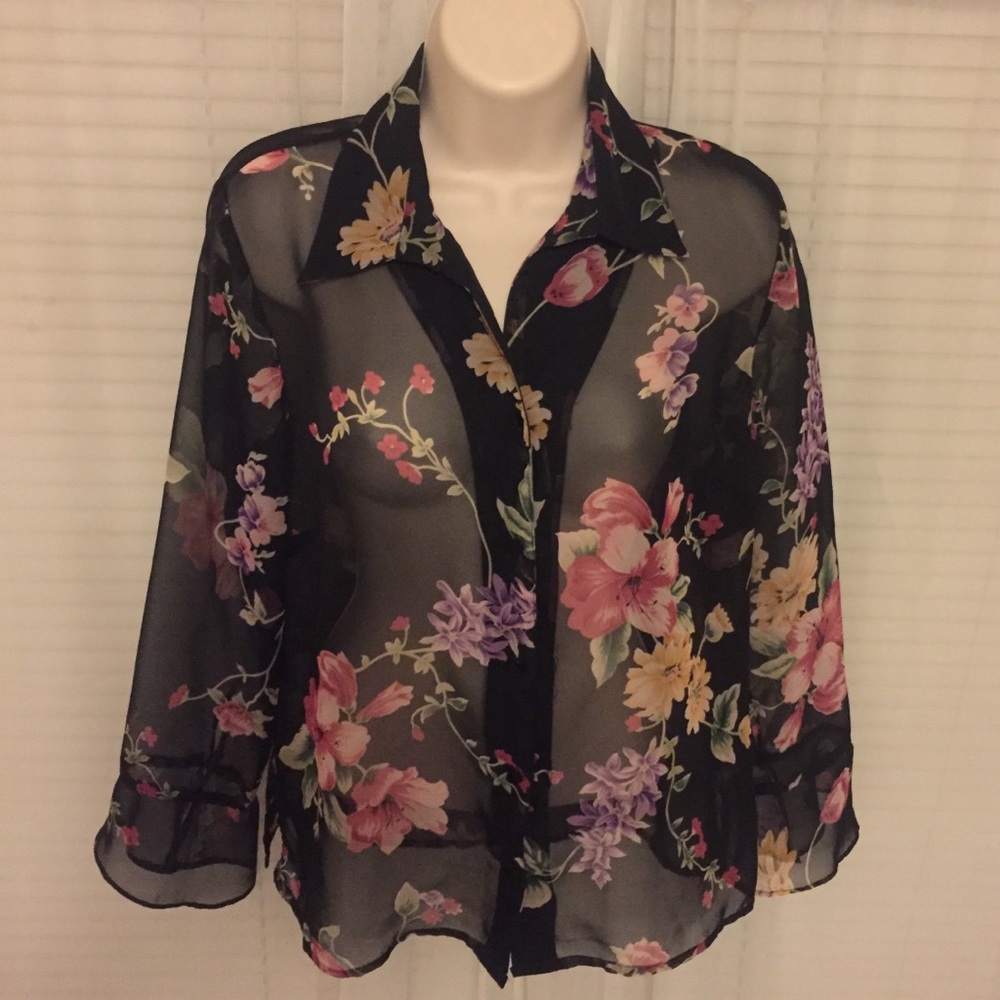 Sheer floral blouse